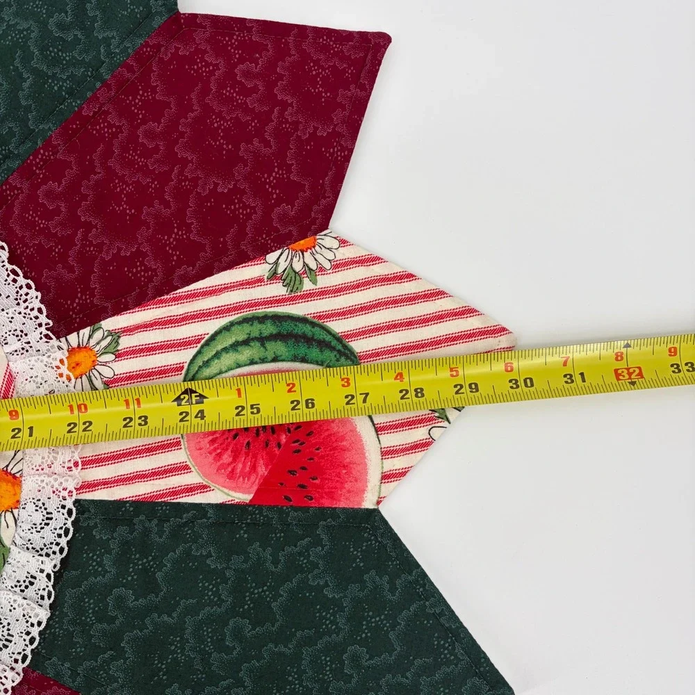 Handmade Watermelon Table Topper Quilted Star 30